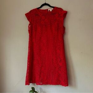Michael Kors Red Lace cap sleeve Dress Size XL